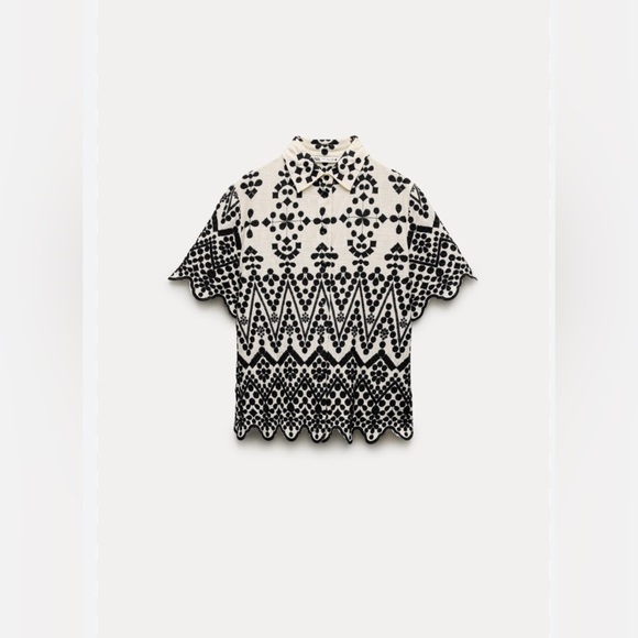 Zara Contrast Embroidered Shirt New With Tags. . - Picture 2 of 3